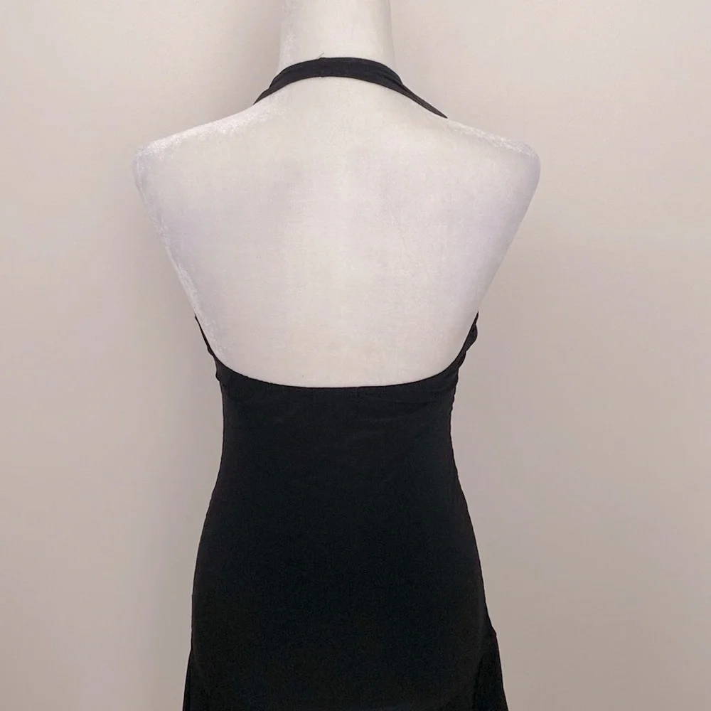 Vintage 90’s Venus black ruffle ruched bodycon mini dress - Picture 5 of 13